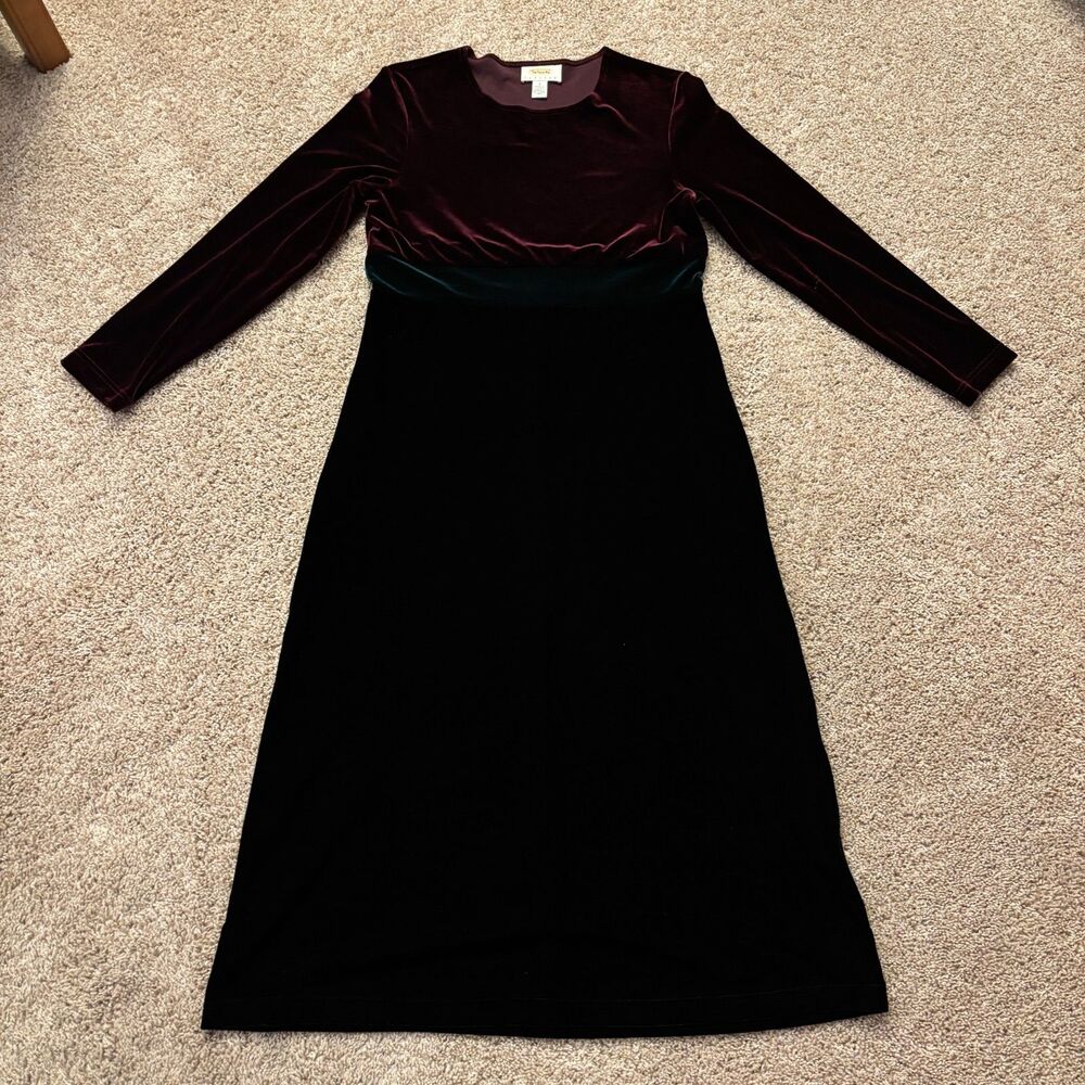 Vintage Talbots Dress Womens SP Multi Velvet Stretch A-Line Holiday Made in USA
